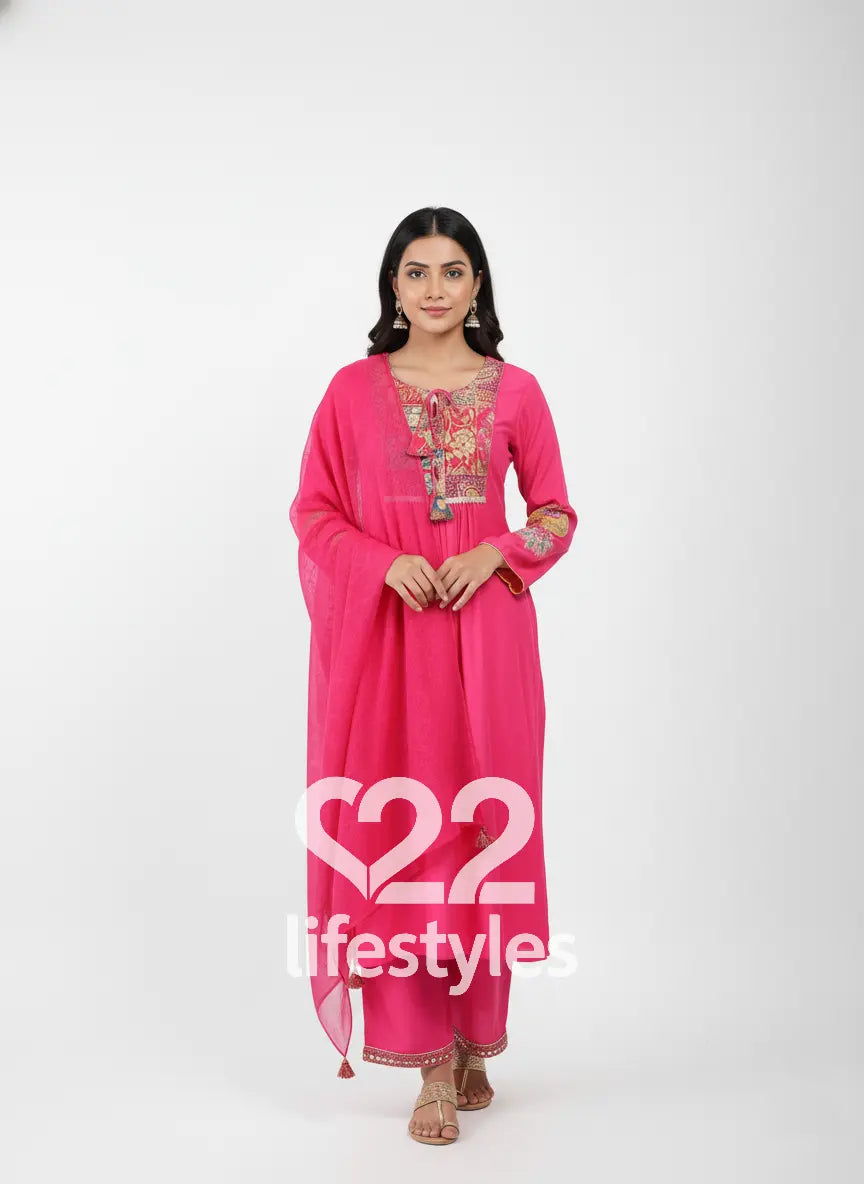 Pink Silk Pattern Readymade Salwar Suit