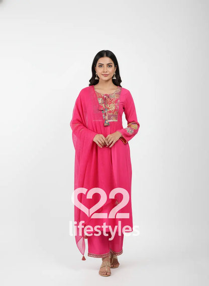 Pink Silk Pattern Readymade Salwar Suit