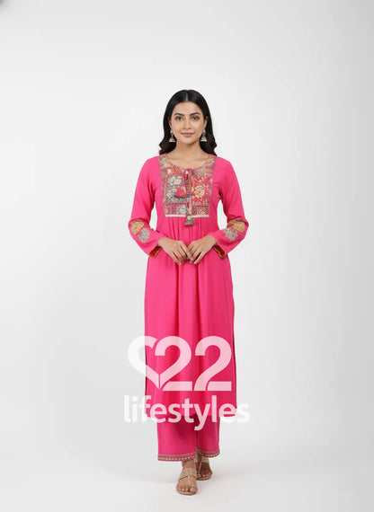 Pink Silk Pattern Readymade Salwar Suit