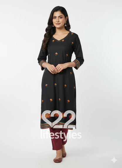 Black Jamdani Mul Chanderi  Readymade Salwar Suit