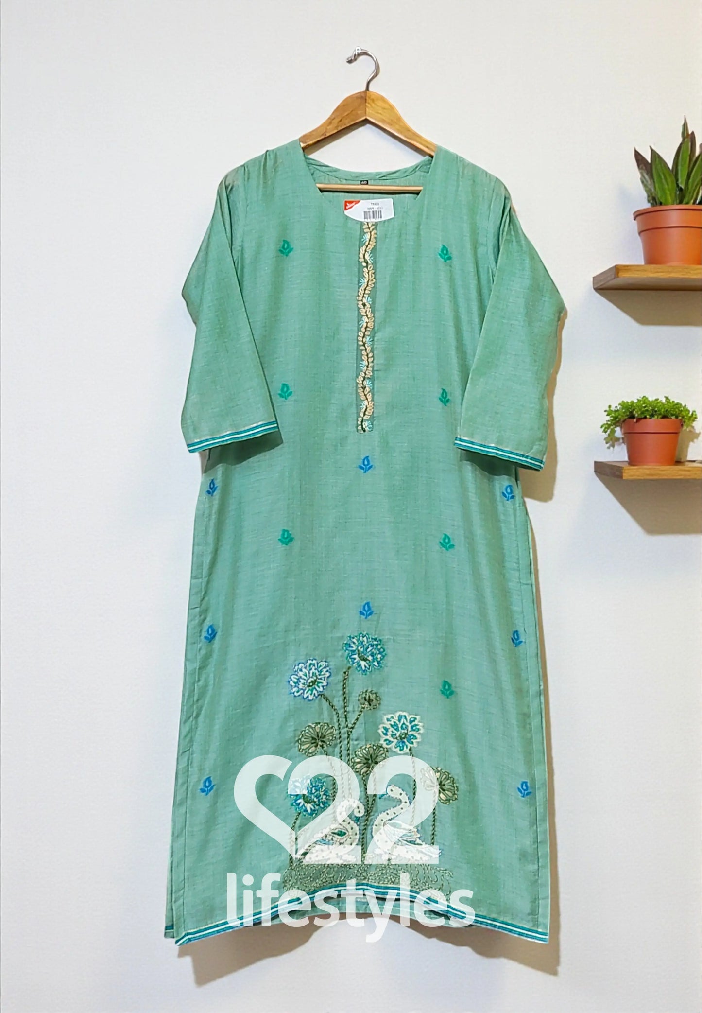 Green Linen Maheshwari Readymade Salwar Suit