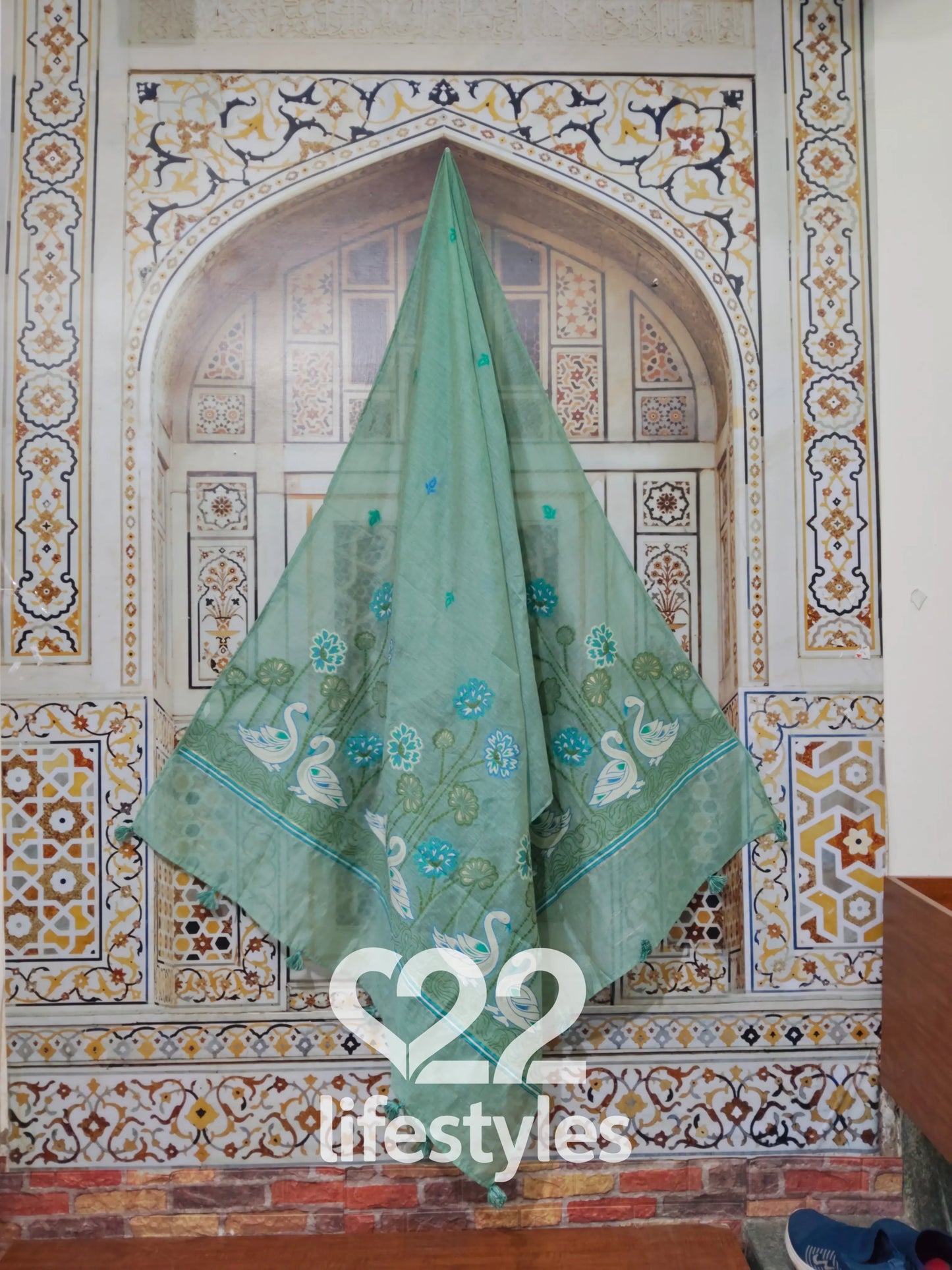 Green Linen Maheshwari Readymade Salwar Suit