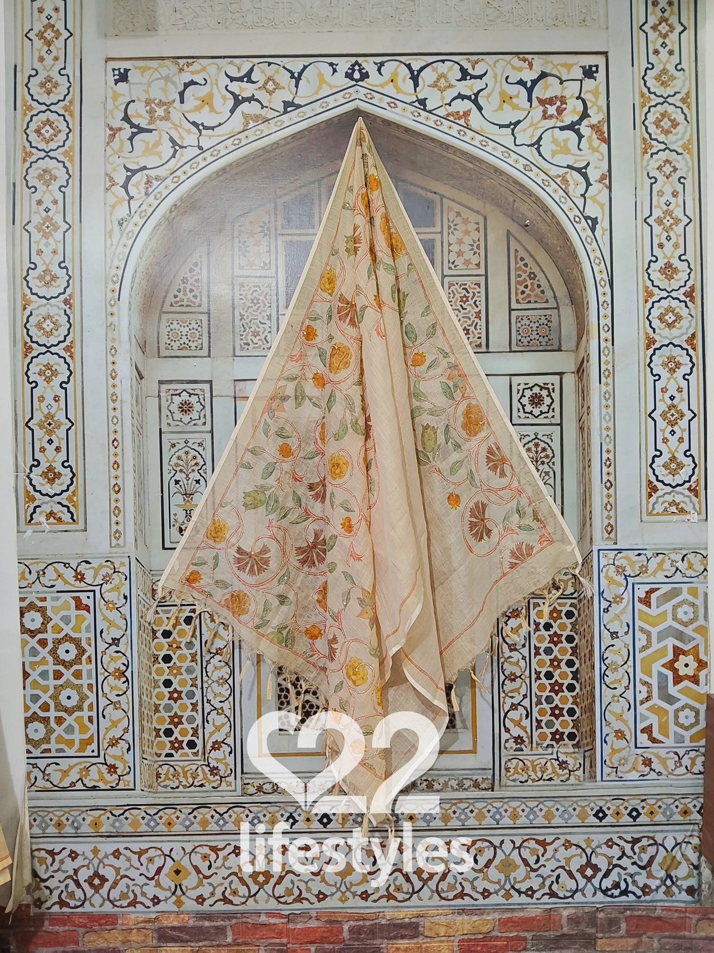 Beige Linen Readymade Salwar Suit