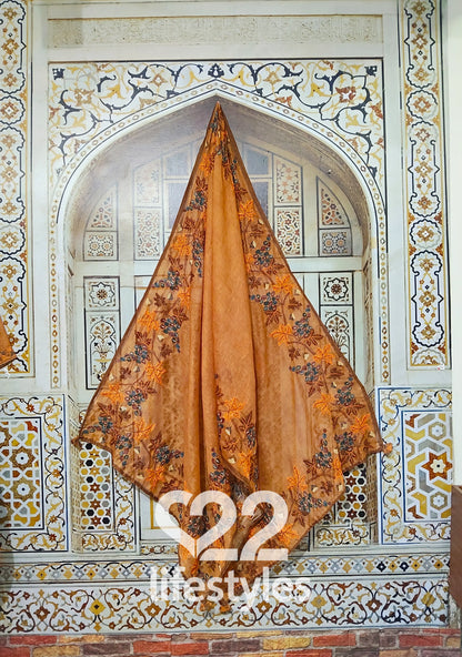 Orange Linen Readymade Salwar Suit