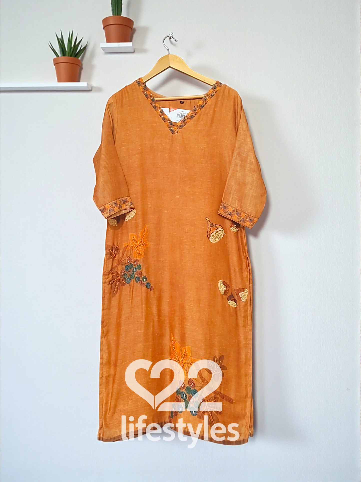 Orange Linen Readymade Salwar Suit