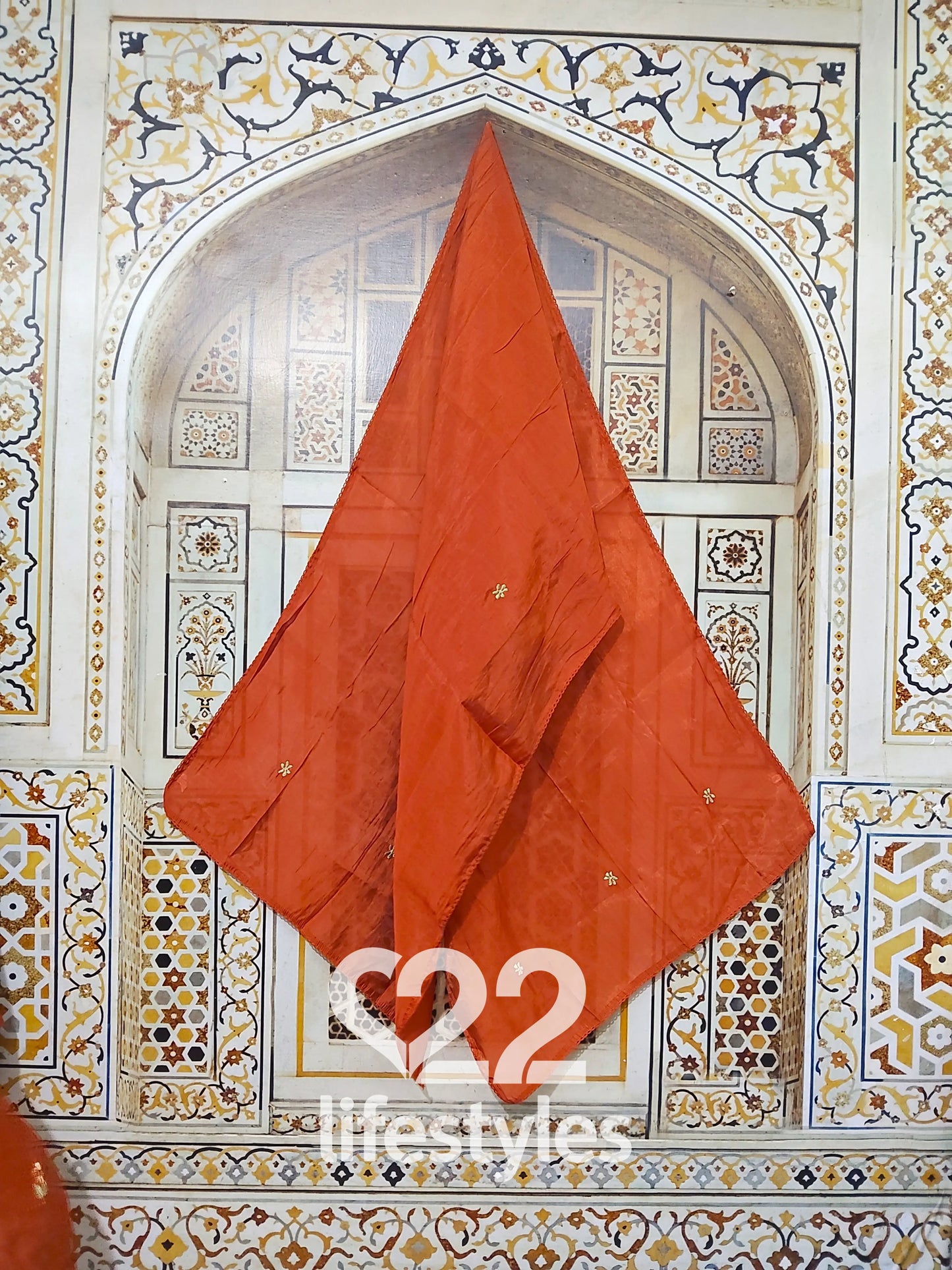 Orange Mul Chanderi Readymade Salwar Suit