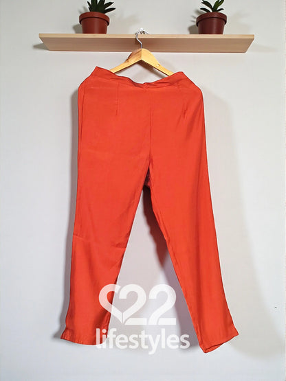 Orange Mul Chanderi Readymade Salwar Suit