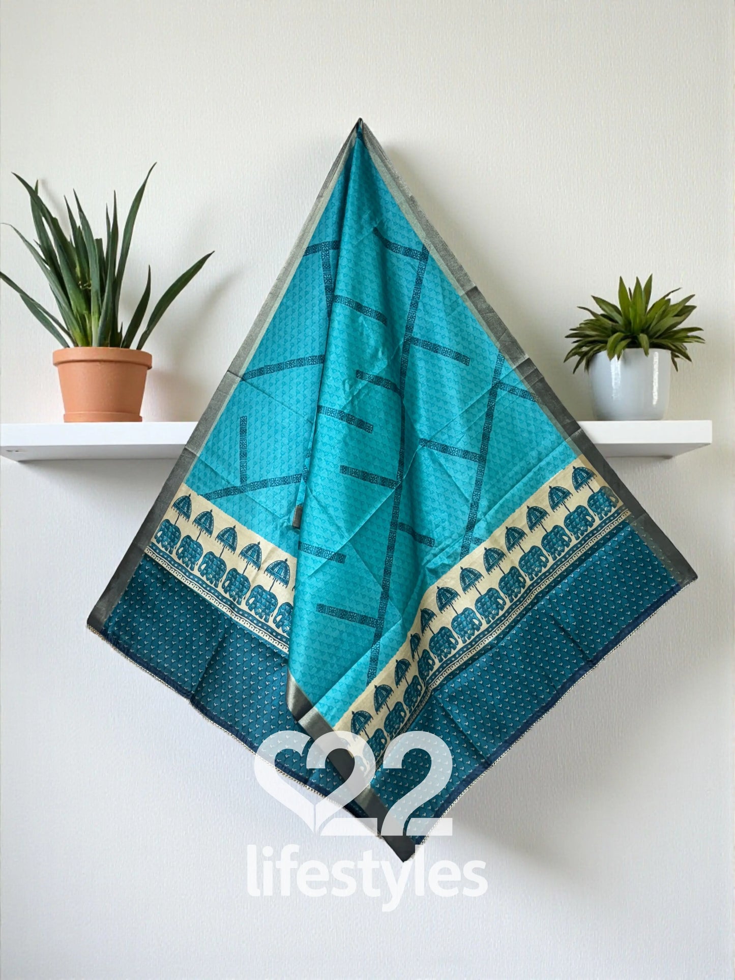 Blue Tussar Gota Patti Readymade Salwar Suit