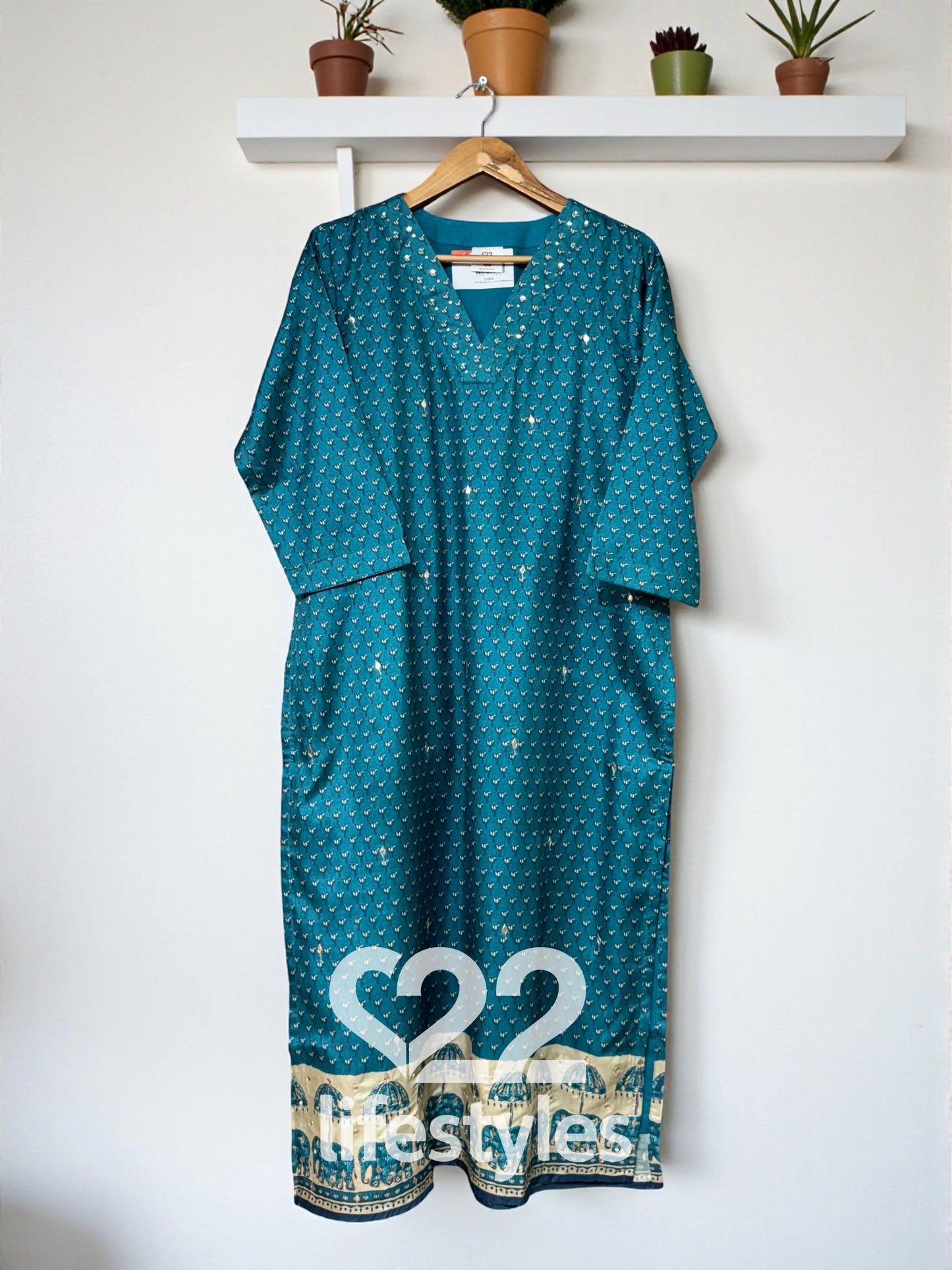 Blue Tussar Gota Patti Readymade Salwar Suit