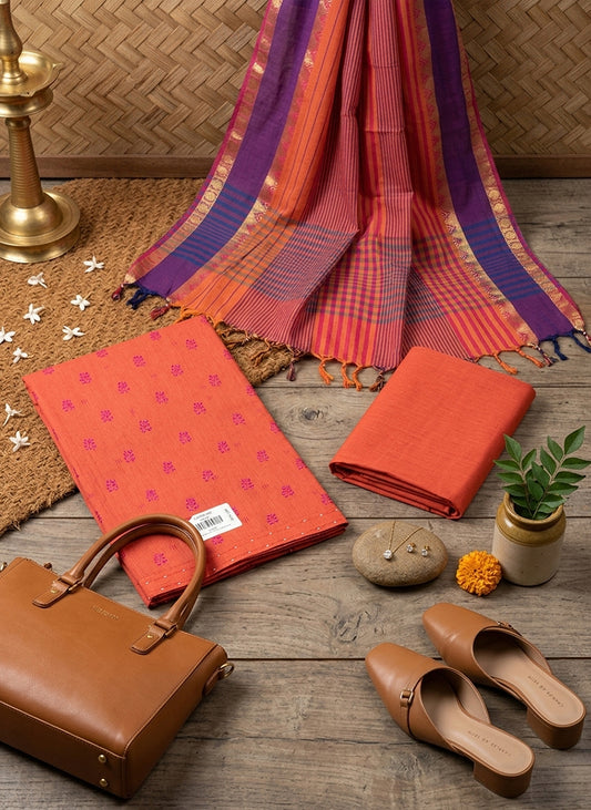 Handloom Peach Salwar Suit Dress Material