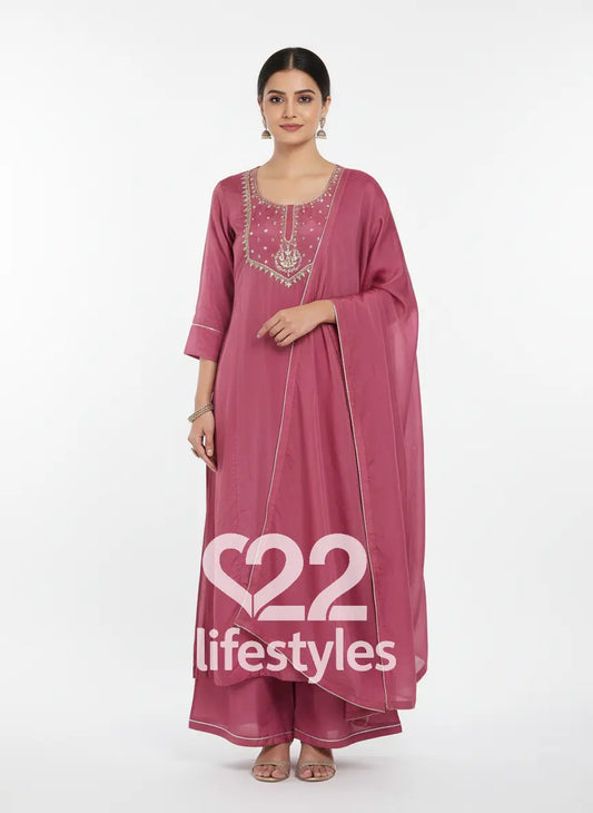 Pure Crepe Mauve Readymade Anarkali Salwar suit