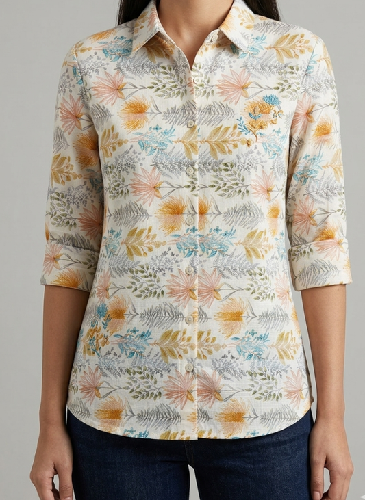 Pure cotton shirt in handcrafted print