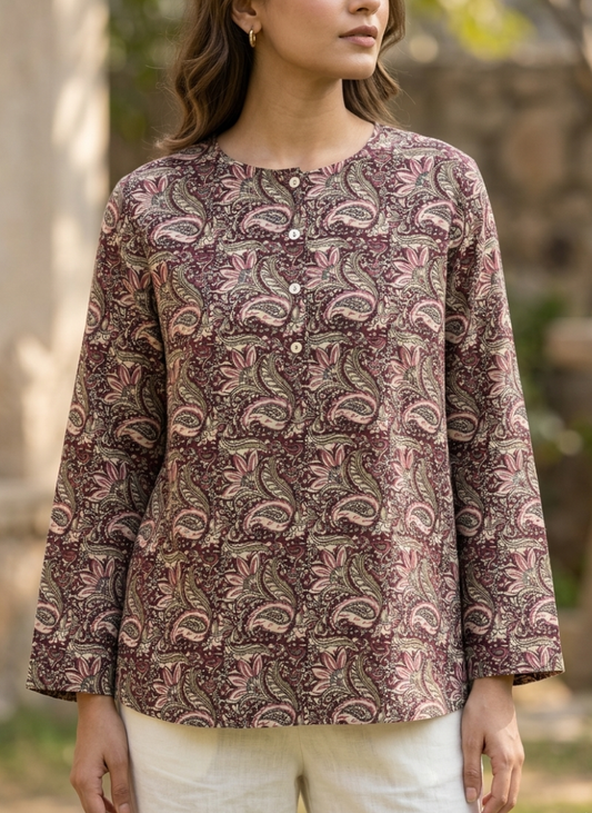 Pure modal shirt in handcrafted print