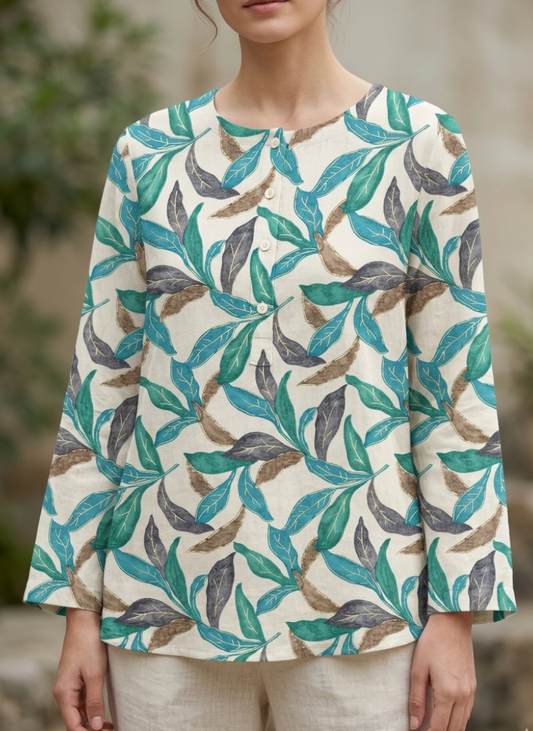 Pure cotton white shirt in handcrafted print