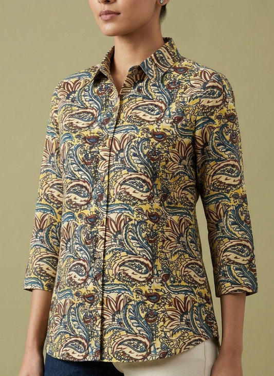 Pure modal kalamkari shirt in handcrafted print