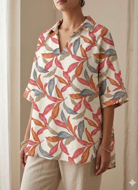 Pure cotton shirt in handcrafted print.