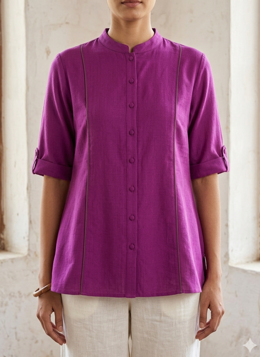 Double cotton shirt in handcrafted silhouette