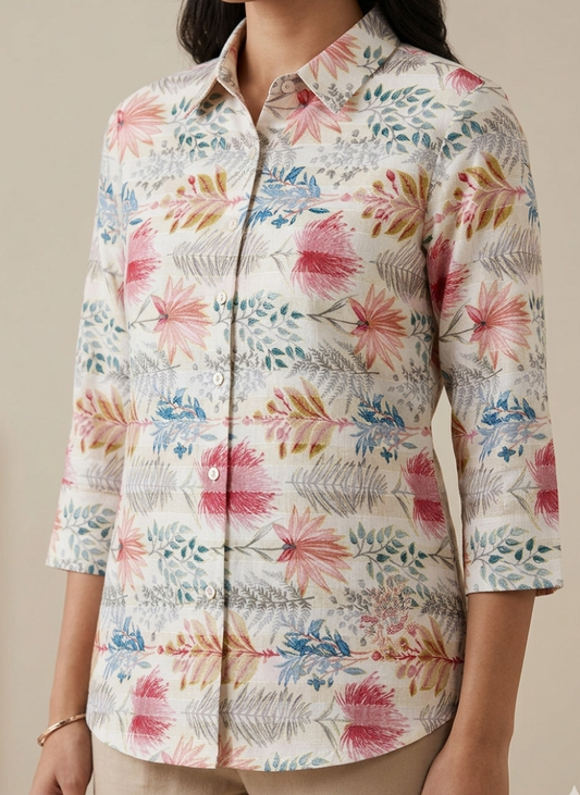 Pure cotton shirt in handcrafted print