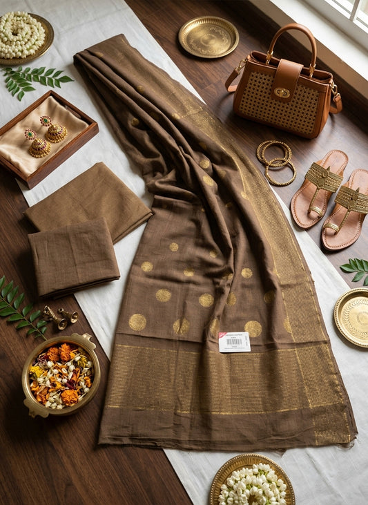 Handloom Brown Salwar Suit Dress Material
