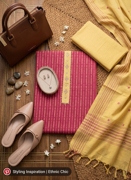 Handloom Pink Salwar Suit Dress Material