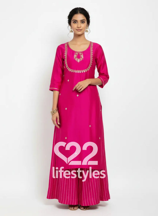 Rani Pink Embroidered Salwar Suit