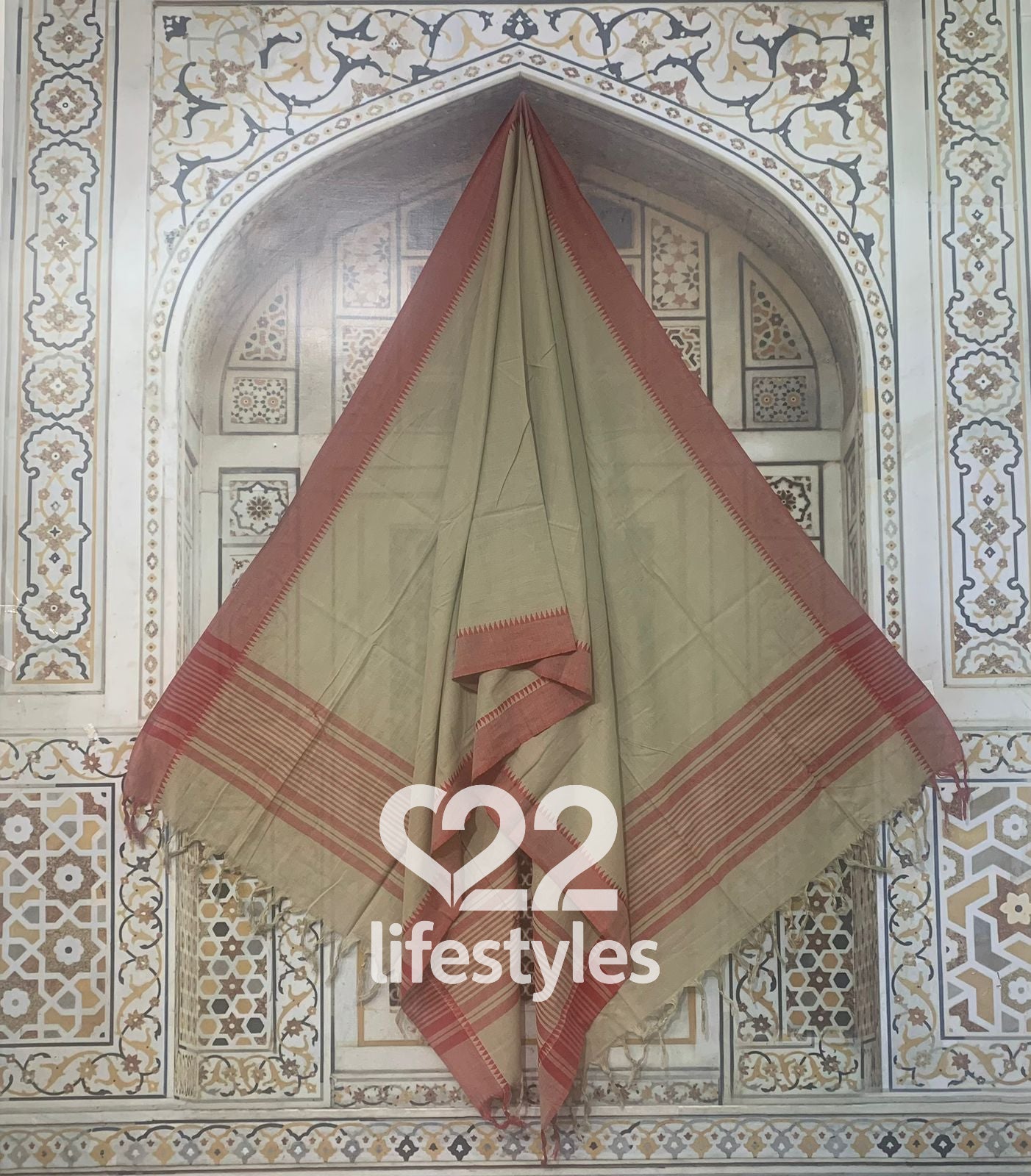 Washed Handloom Straight Suit Set with Woven Neckline Patch