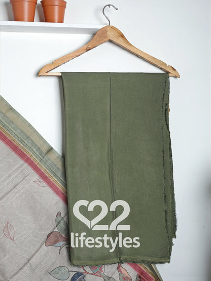 Green Tussar Unstitched Salwar Suit