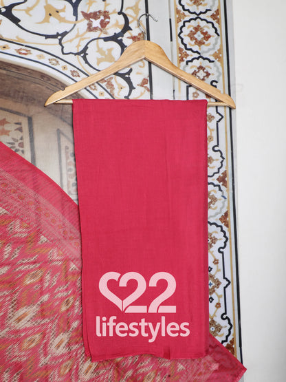 Red Linen Modal Blend Unstitched Salwar Suit