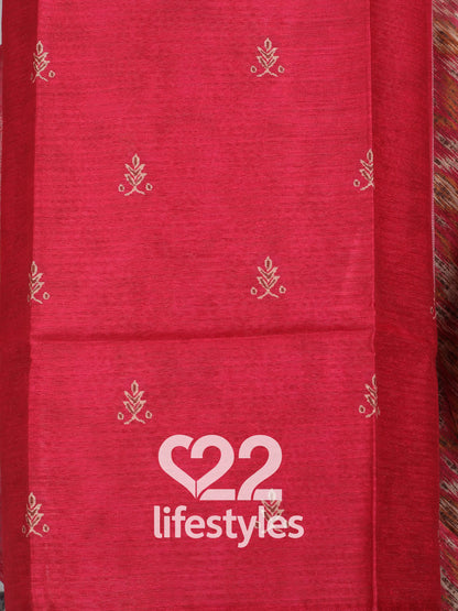 Red Linen Modal Blend Unstitched Salwar Suit