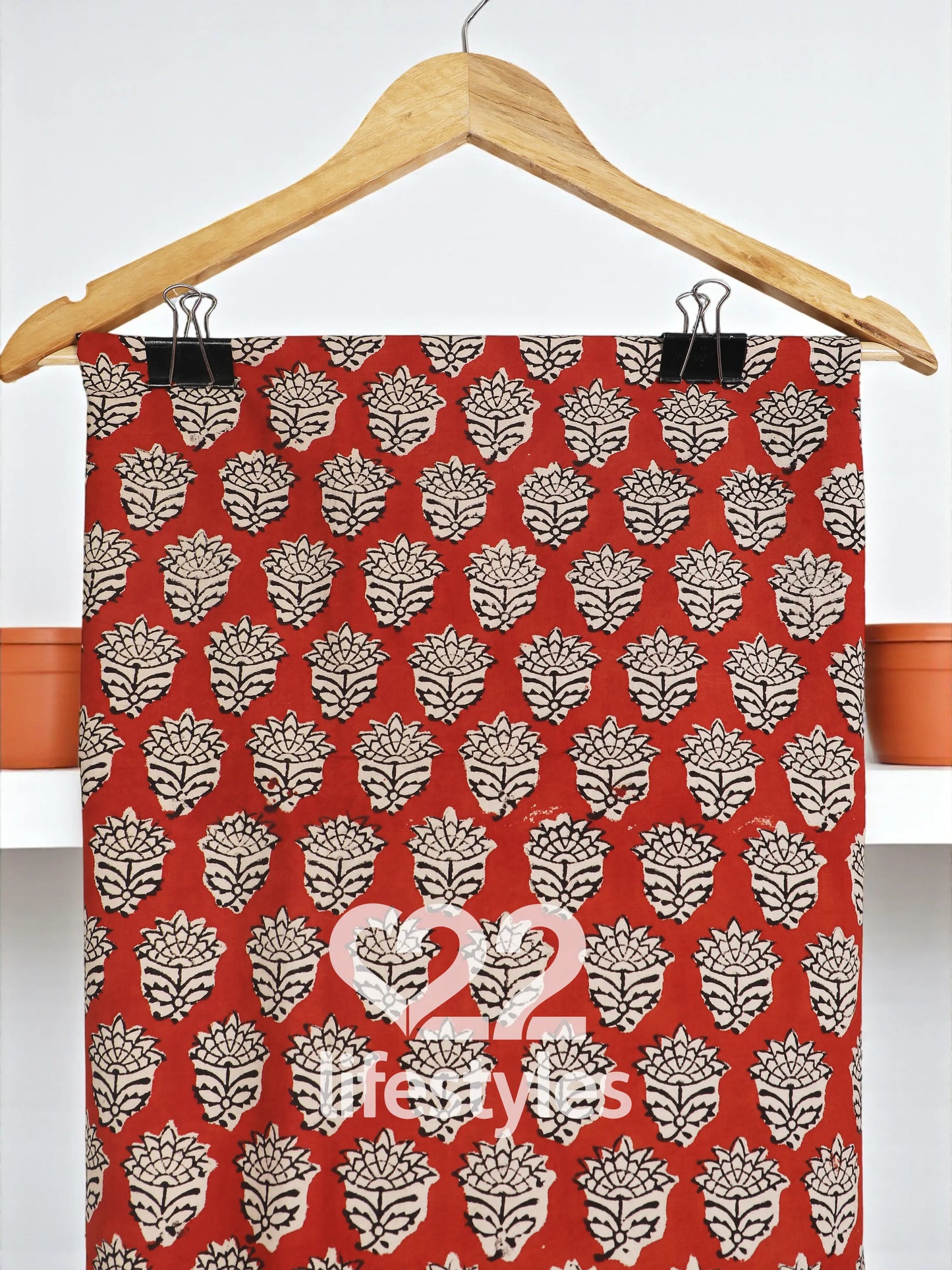 Red Mul-Mul Kota Doria Unstitched Salwar Suit