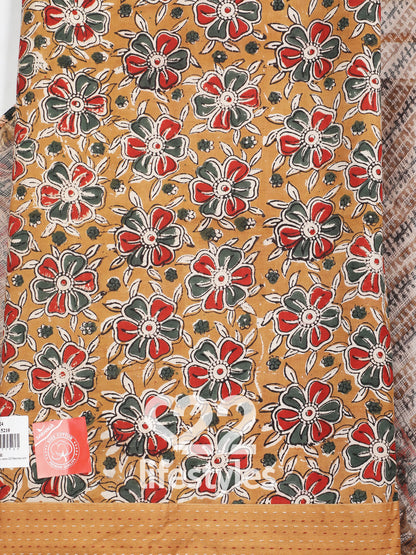 Yellow Cotton Kalamkari Doria Unstitched Salwar Suit