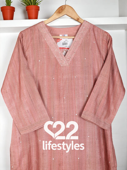 Rose Pink Tussar Readymade Salwar Suit