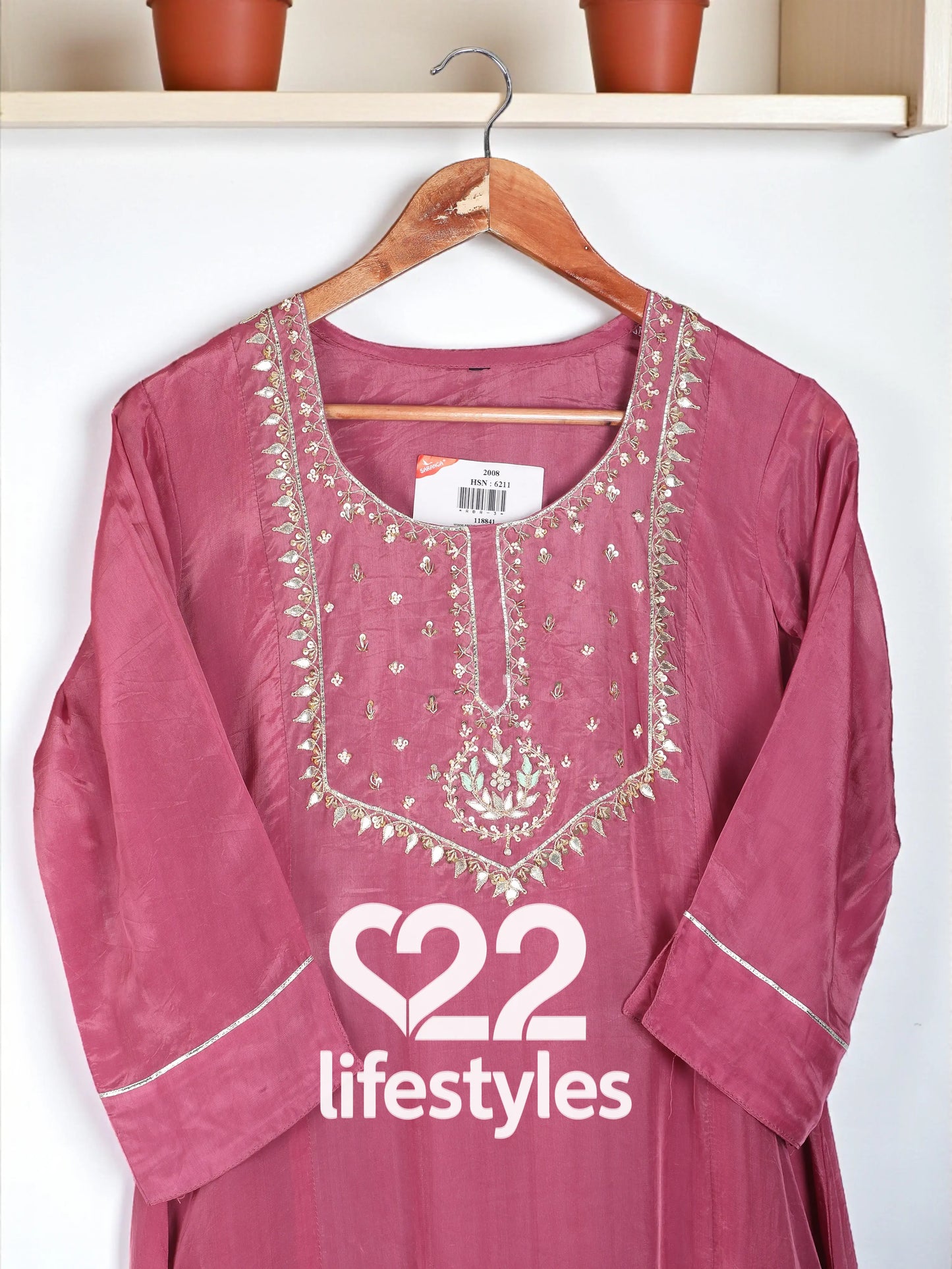 Pure Crepe Mauve Readymade Salwar suit