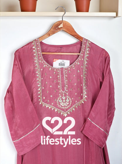 Pure Crepe Mauve Readymade Salwar suit