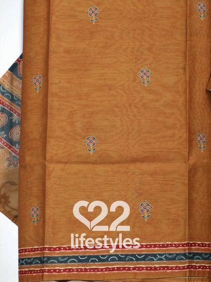 Yellow Ajrakh Unstitched Salwar Suit