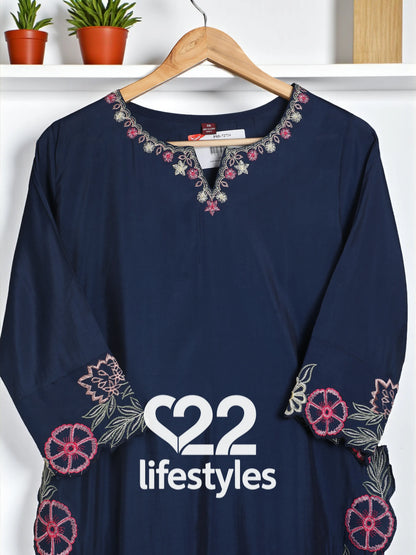 Midnight Blue Muslin Readymade Salwar Suit Set