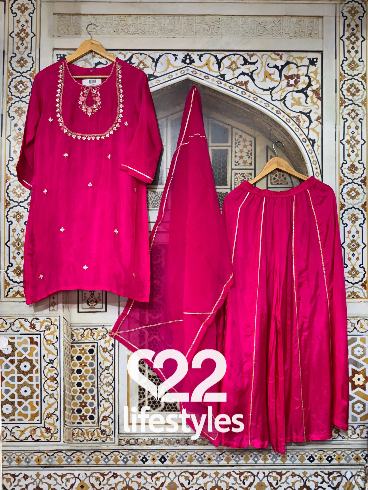 Rani Pink Embroidered Salwar Suit
