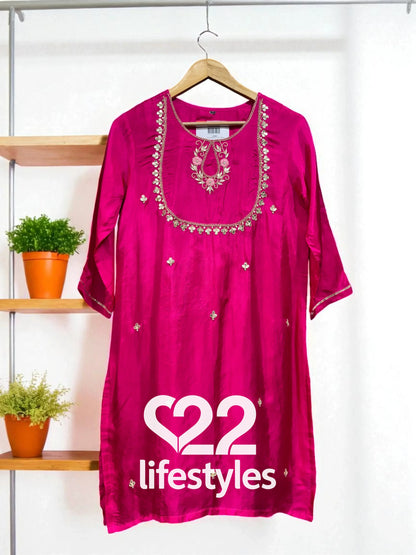 Rani Pink Embroidered Salwar Suit