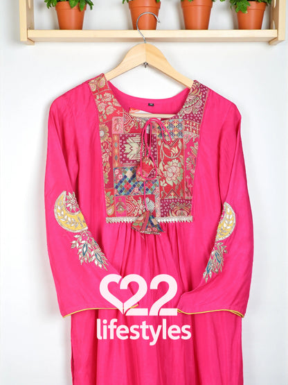 Pink - Silk Pattern - Readymade Salwar Suit