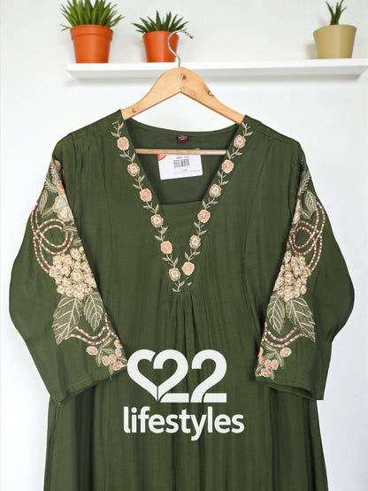 Green Mul-Chanderi Readymade Salwar Suit
