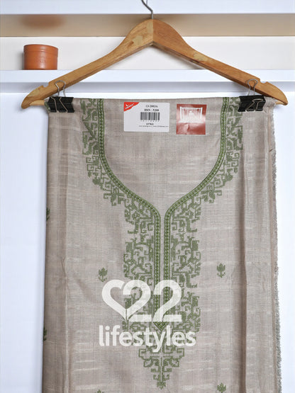 Green Tussar Unstitched Salwar Suit