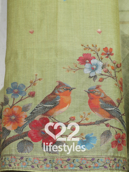 Green Jamdani Unstitched Salwar Suit