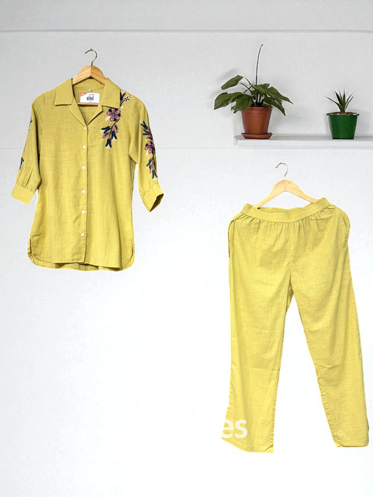 Earthy Lemon Embroidery Co-ord-Set Readymade