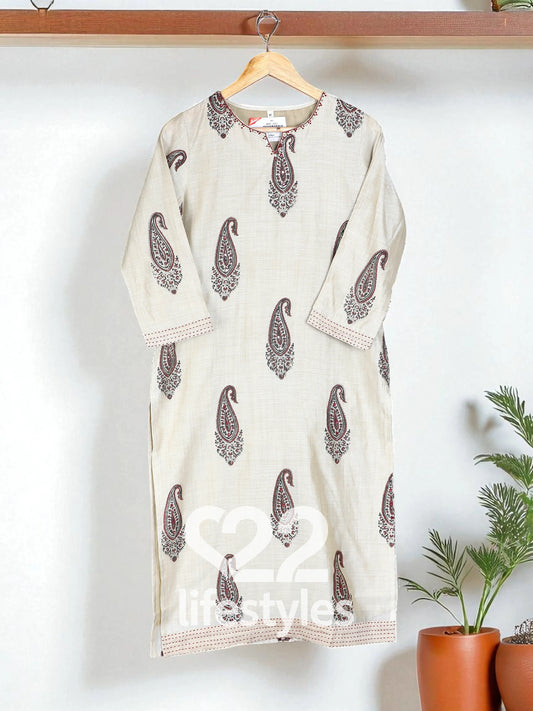 Beige Jamdani and Maheshwari Readymade Salwar Suit