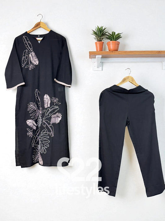 Black Embroidery Co-ord-Set Readymade