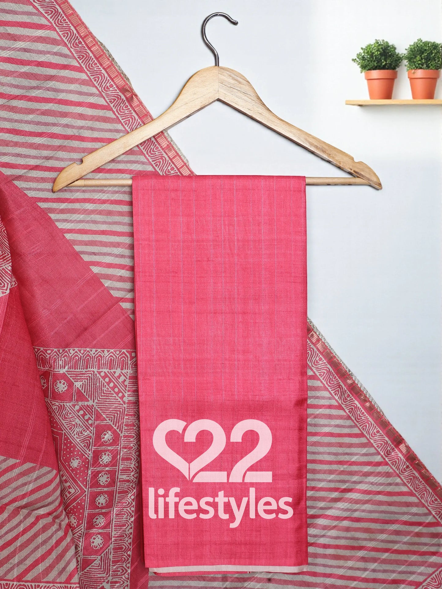 Pink Tussar Unstitched Salwar Suit