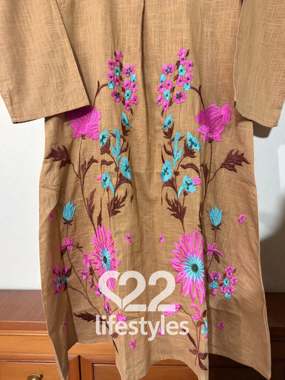 Rust Embroidery Co-ord-Set Readymade