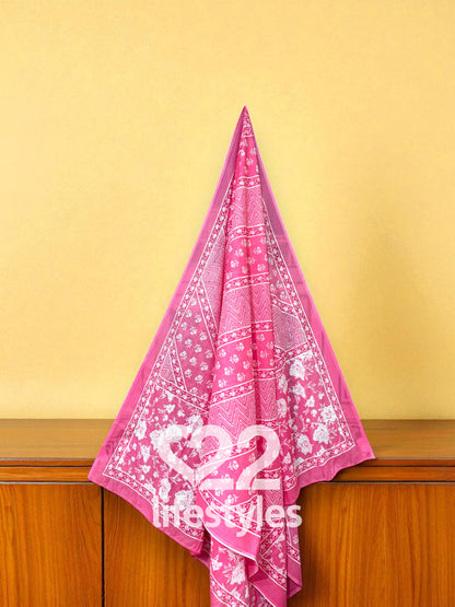 Pink Handblock Floral Readymade Salwar Suit