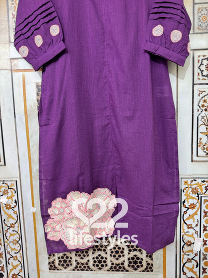 Dark Purple Embroidery Co-ord-Set Readymade