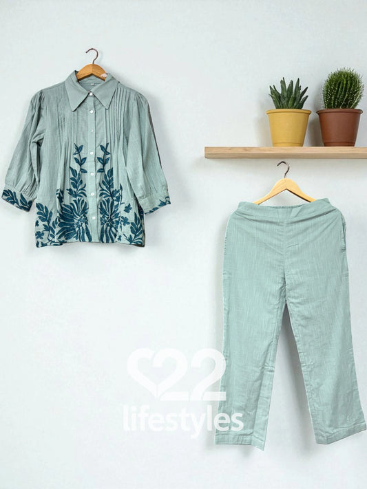 Mint Green Embroidery Co-ord-Set Readymade
